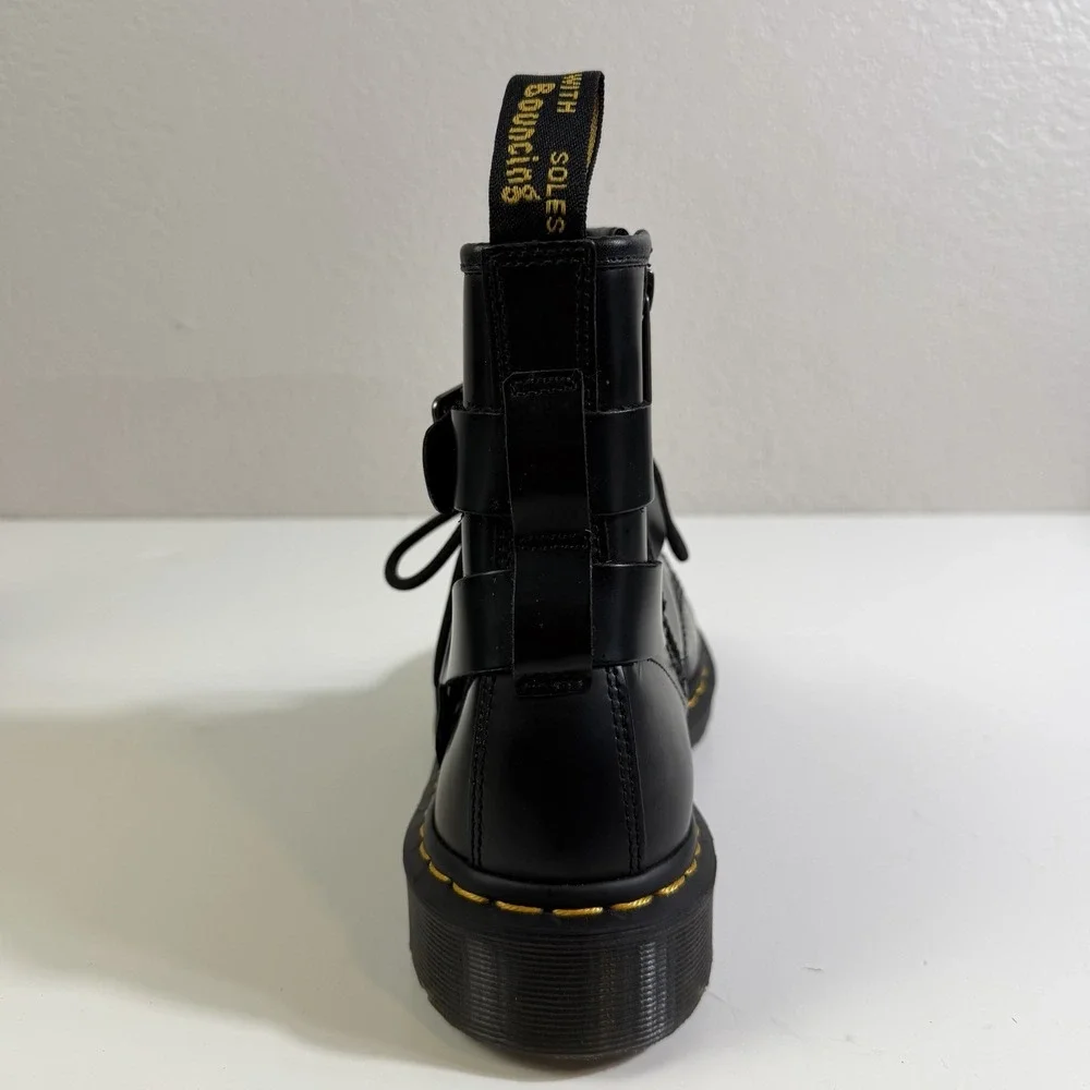 Dr. Martens Cristofor 9 L Black Leather Harness Lace Up Buckle Combat Boot Read